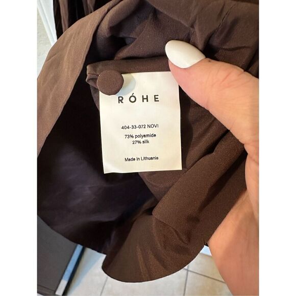 NWT Rohe Novi Pleated Chocolate Brown Balloon Sleeve Mini Dress Women’s 42 / 10 - Picture 10 of 16